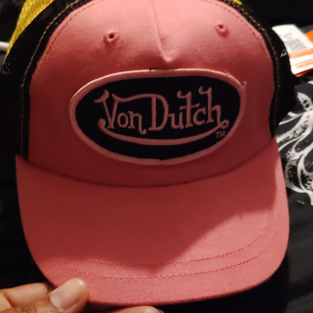 Von Dutch NEW Baby Kids Black Pink Trucker Hat Vintage VTG 90s Snap Back